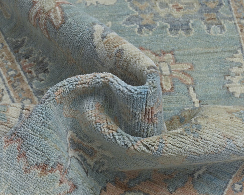 4x6 Ft Soft Blue Oushak Turkish Hand Knotted Traditional Veg Dye Wool Area Rug