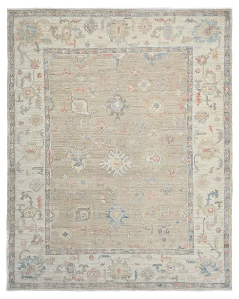 8x10 Brown Gray Turkish Oushak Hand Knotted Traditional Soft Wool Area Rug