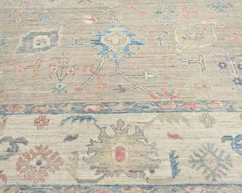 8x10 Brown Gray Turkish Oushak Hand Knotted Traditional Soft Wool Area Rug