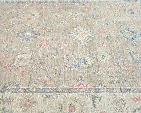 8x10 Brown Gray Turkish Oushak Hand Knotted Traditional Soft Wool Area Rug