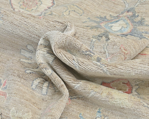 8x10 Brown Gray Turkish Oushak Hand Knotted Traditional Soft Wool Area Rug