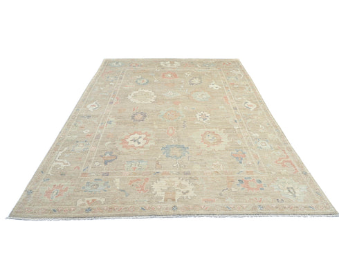 Soft Brown 9x12 Ft Turkish Oushak Hand Knotted Traditional Soft Wool Area Rug