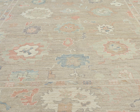 Soft Brown 9x12 Ft Turkish Oushak Hand Knotted Traditional Soft Wool Area Rug