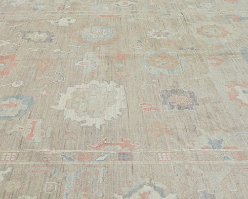 Soft Brown 9x12 Ft Turkish Oushak Hand Knotted Traditional Soft Wool Area Rug