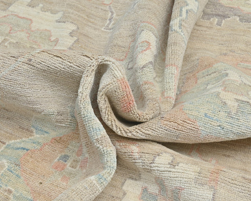 Soft Brown 9x12 Ft Turkish Oushak Hand Knotted Traditional Soft Wool Area Rug