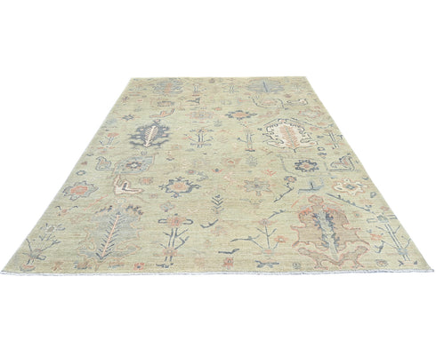 Soft Beige 9x12 Turkish Oushak Hand Knotted Traditional Soft Wool Areaz Rug