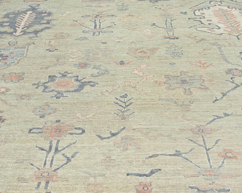 Soft Beige 9x12 Turkish Oushak Hand Knotted Traditional Soft Wool Areaz Rug