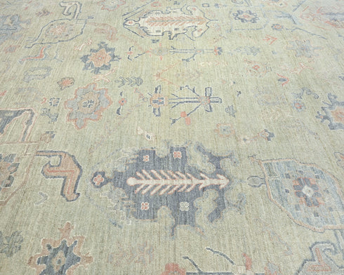 Soft Beige 9x12 Turkish Oushak Hand Knotted Traditional Soft Wool Areaz Rug