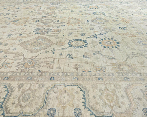 12x15 Zeigler Beige Afghan Hand Knotted Wool Area Rug