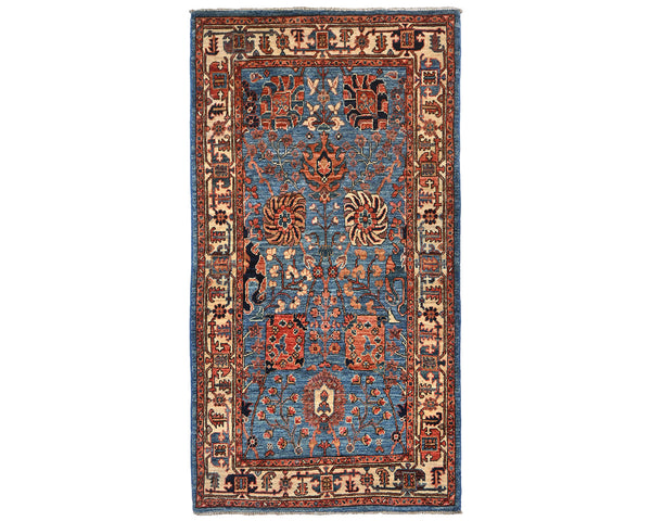 3x5 Blue Aryana Afghan Hand Knotted Veg Dye Wool Area Rug