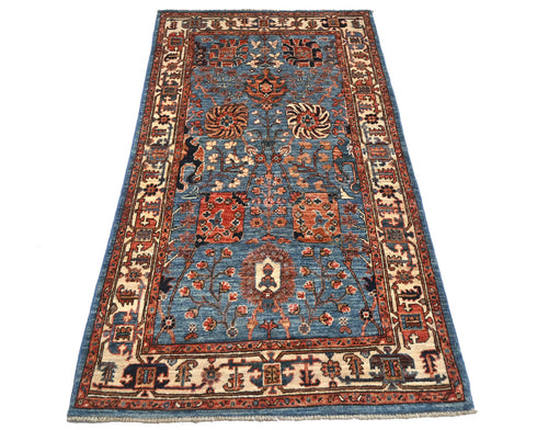 3x5 Blue Aryana Afghan Hand Knotted Veg Dye Wool Area Rug