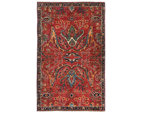 3x5 Rust Aryana Afghan Hand Knotted Veg Dye Wool Area Rug
