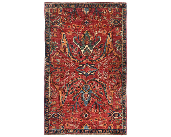 3x5 Rust Aryana Afghan Hand Knotted Veg Dye Wool Area Rug