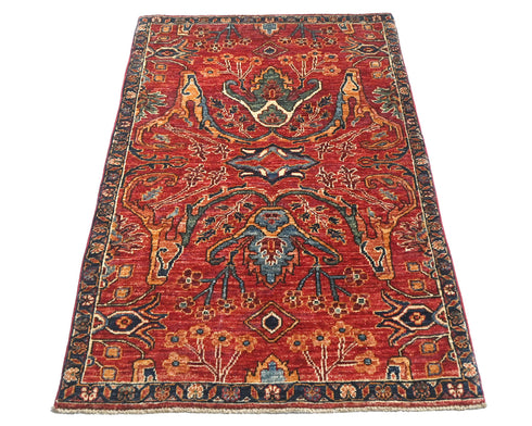 3x5 Rust Aryana Afghan Hand Knotted Veg Dye Wool Area Rug