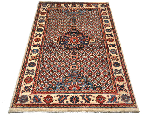 3x5 Beige Aryana Afghan Hand Knotted Veg Dye Wool Area Rug