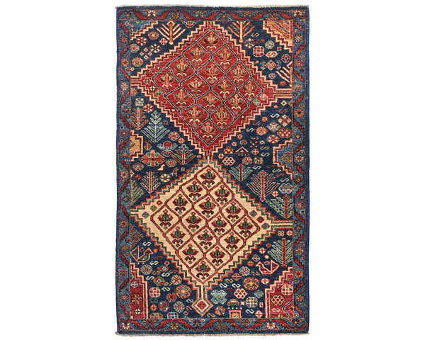 3x5 Blue Aryana Afghan Hand Knotted Veg Dye Wool Area Rug