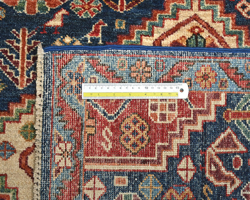 Alfombra afgana Aryana azul de lana teñida con tinte vegetal, anudada a mano, de 3 x 5 pulgadas