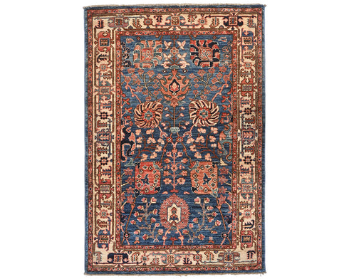 3x5 Blue Aryana Afghan Hand Knotted Veg Dye Wool Area Rug