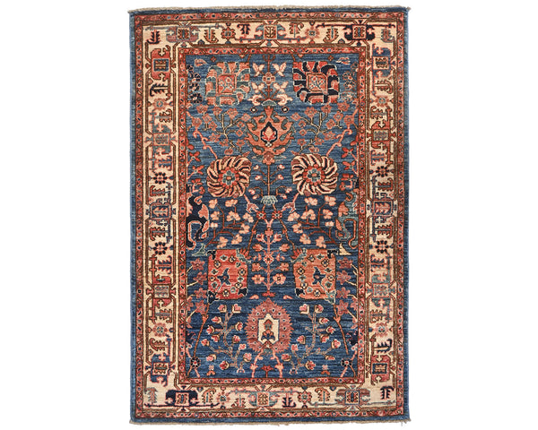 3x5 Blue Aryana Afghan Hand Knotted Veg Dye Wool Area Rug