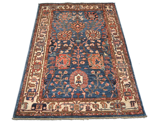 3x5 Blue Aryana Afghan Hand Knotted Veg Dye Wool Area Rug