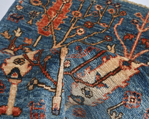 3x5 Blue Aryana Afghan Hand Knotted Veg Dye Wool Area Rug