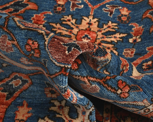 3x5 Blue Rust Aryana Afghan Hand Knotted Veg Dye Wool Area Rug