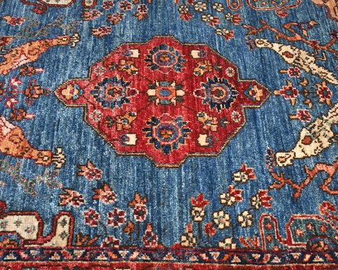 3x5 Blue Rust Aryana Afghan Hand Knotted Veg Dye Wool Area Rug