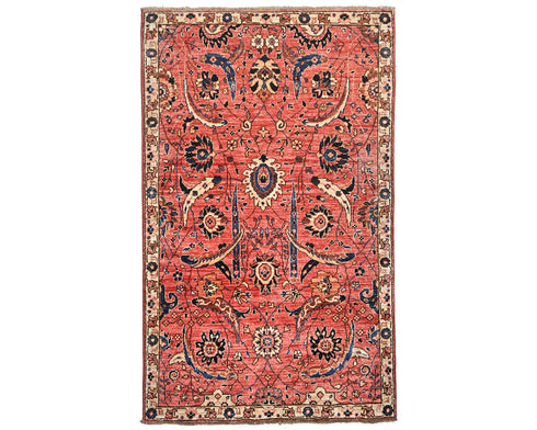 3x5 Rust Aryana Afghan Hand Knotted Veg Dye Wool Area Rug