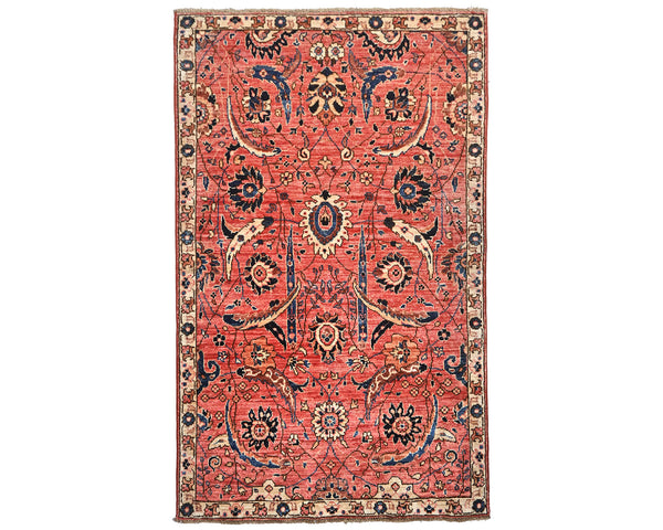 3x5 Rust Aryana Afghan Hand Knotted Veg Dye Wool Area Rug