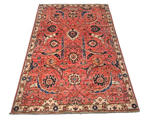 3x5 Rust Aryana Afghan Hand Knotted Veg Dye Wool Area Rug