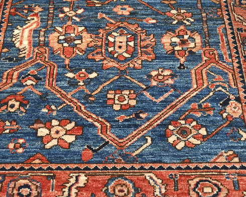 3x5 Blue Rust Aryana Afghan Hand Knotted Veg Dye Wool Area Rug