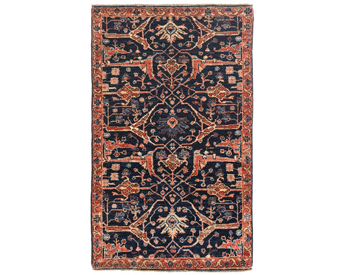 3x5 Blue Aryana Afghan Hand Knotted Veg Dye Wool Area Rug