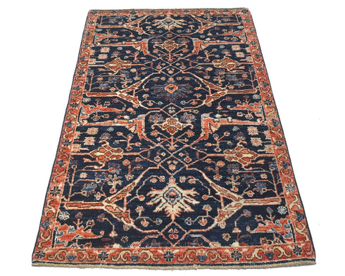 3x5 Blue Aryana Afghan Hand Knotted Veg Dye Wool Area Rug