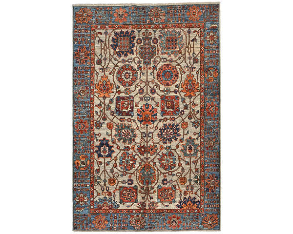 4x6 Gray Blue Aryana Afghan Hand Knotted Veg Dye Wool Area Rug