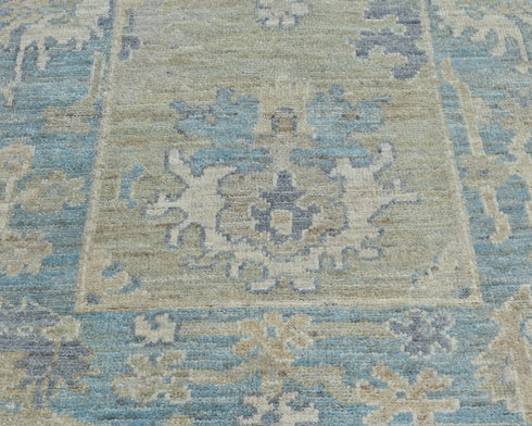3x5 Brown Blue Oushak Turkish Hand Knotted Traditional Soft Wool Area Rug