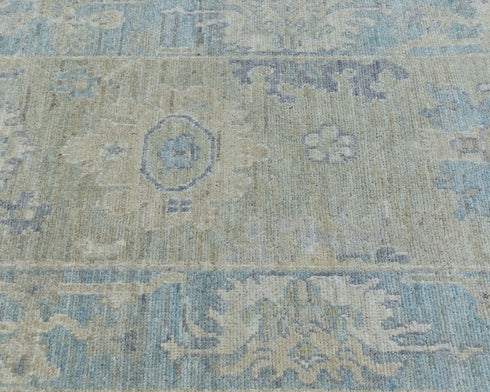 3x5 Brown Blue Oushak Turkish Hand Knotted Traditional Soft Wool Area Rug