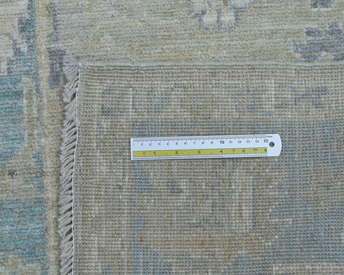 3x5 Brown Blue Oushak Turkish Hand Knotted Traditional Soft Wool Area Rug