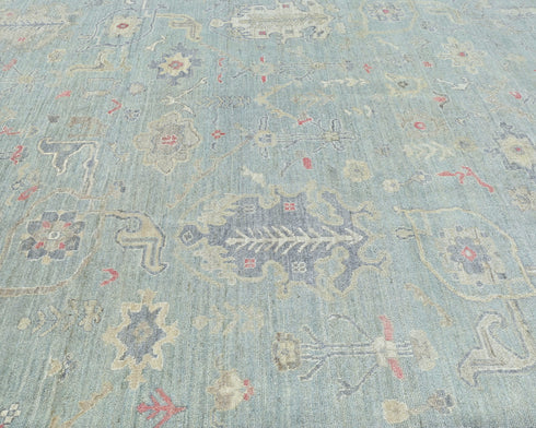 8x10 Soft Green Turkish Oushak Hand Knotted Traditional Soft Wool Area Rug