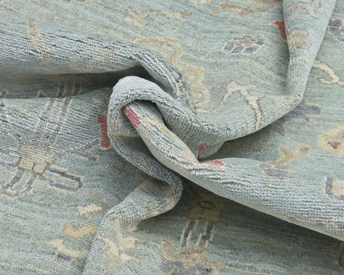 8x10 Soft Green Turkish Oushak Hand Knotted Traditional Soft Wool Area Rug
