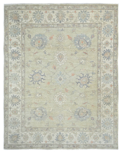 8x10 Muted Beige Turkish Oushak Hand Knotted Soft Wool Area Rug