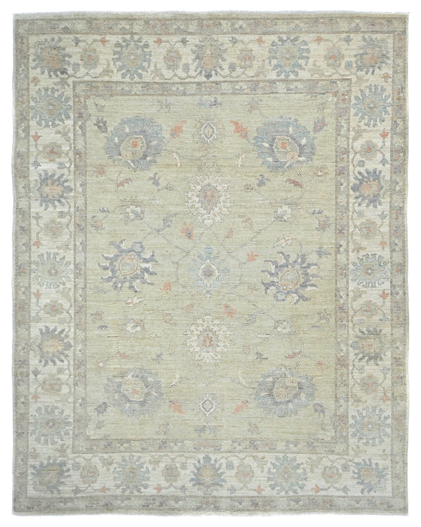 8x10 Muted Beige Turkish Oushak Hand Knotted Soft Wool Area Rug