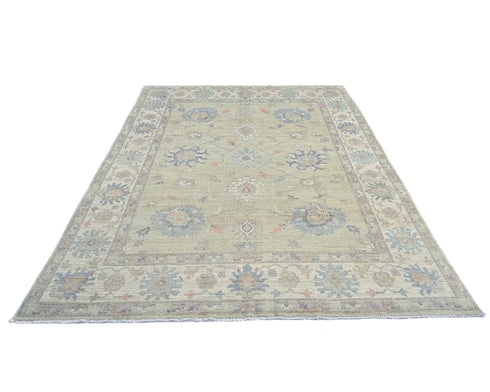 8x10 Muted Beige Turkish Oushak Hand Knotted Soft Wool Area Rug