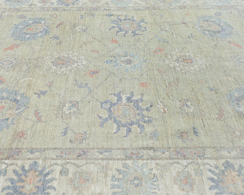 8x10 Muted Beige Turkish Oushak Hand Knotted Soft Wool Area Rug