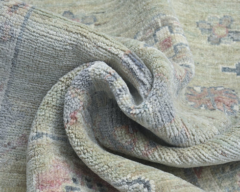 10 Feet Soft Green Oushak Turkish Hand Knotted Traditional Soft Wool Runner Rug