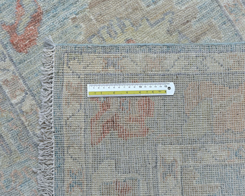 16 Ft Soft Blue Oushak Turkish Handmade Traditional Soft Wool Runner Rug