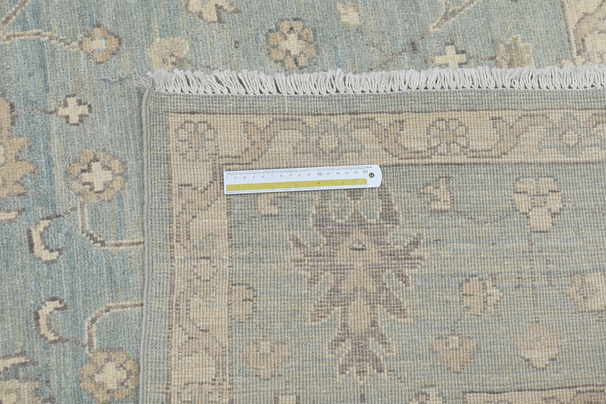 8x11 Muted Blue Chobi Afghan Hand Knotted Floral Wool Area Rug