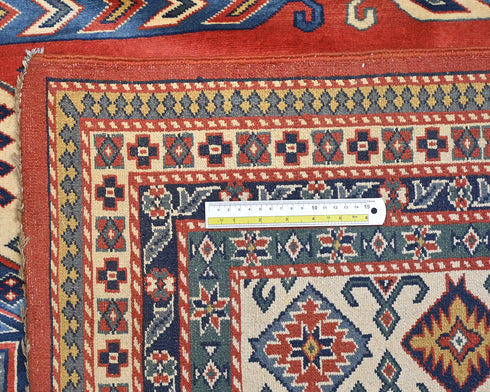 8x11 Ft Red Shirvan Afghan Hand Knotted Geometric Wool Area Rug