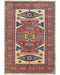 3x5 Ft Shirvan Beige Red Afghan Hand Knotted Geometric Wool Area Rug