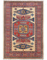3x5 Ft Shirvan Beige Red Afghan Hand Knotted Geometric Wool Area Rug