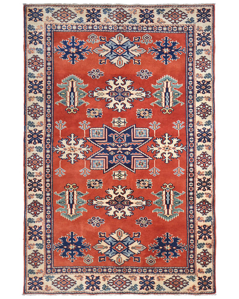 Red 3x5 Ft Shirvan Geometric Afghan Hand Knotted Wool Area Rug